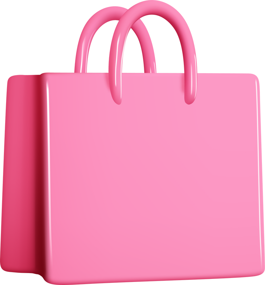 Pink shopping bag isolated on transparent background. PNG