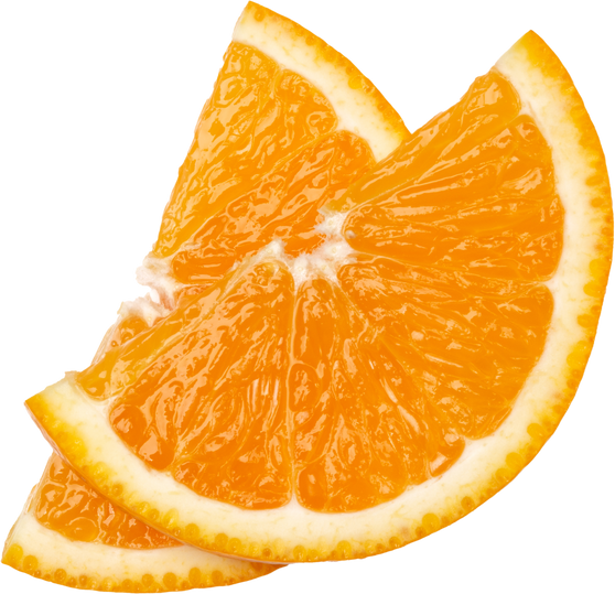 Orange fruit slice  isolated on white background closeup. Fo